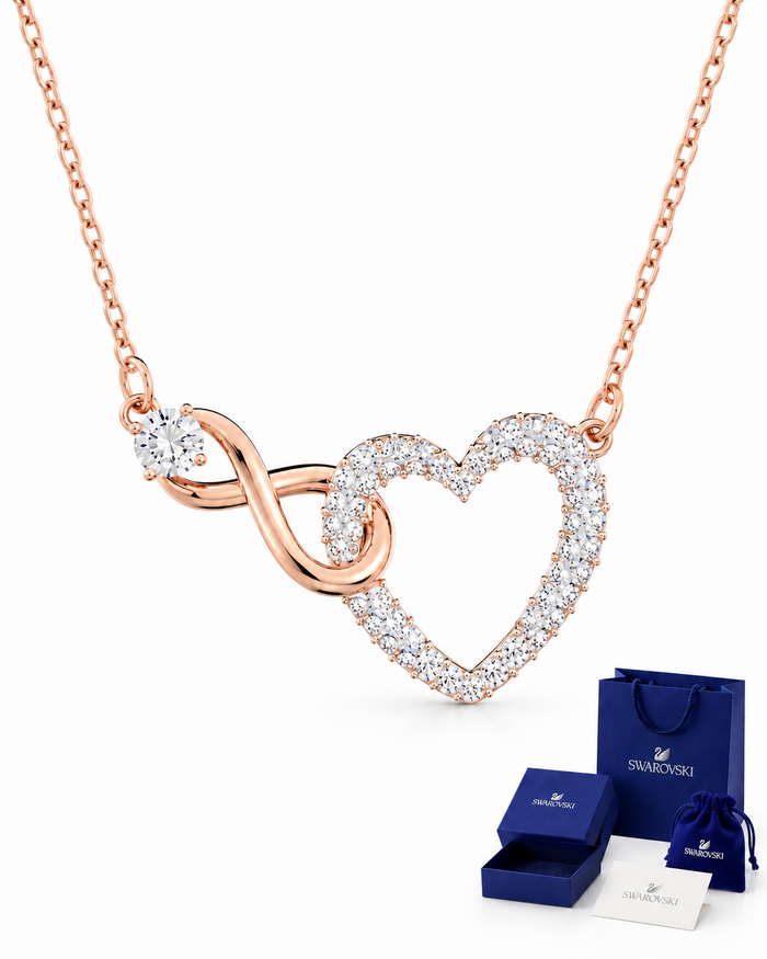 Collar Corazón Infinito Swarovski en Oro Rosa