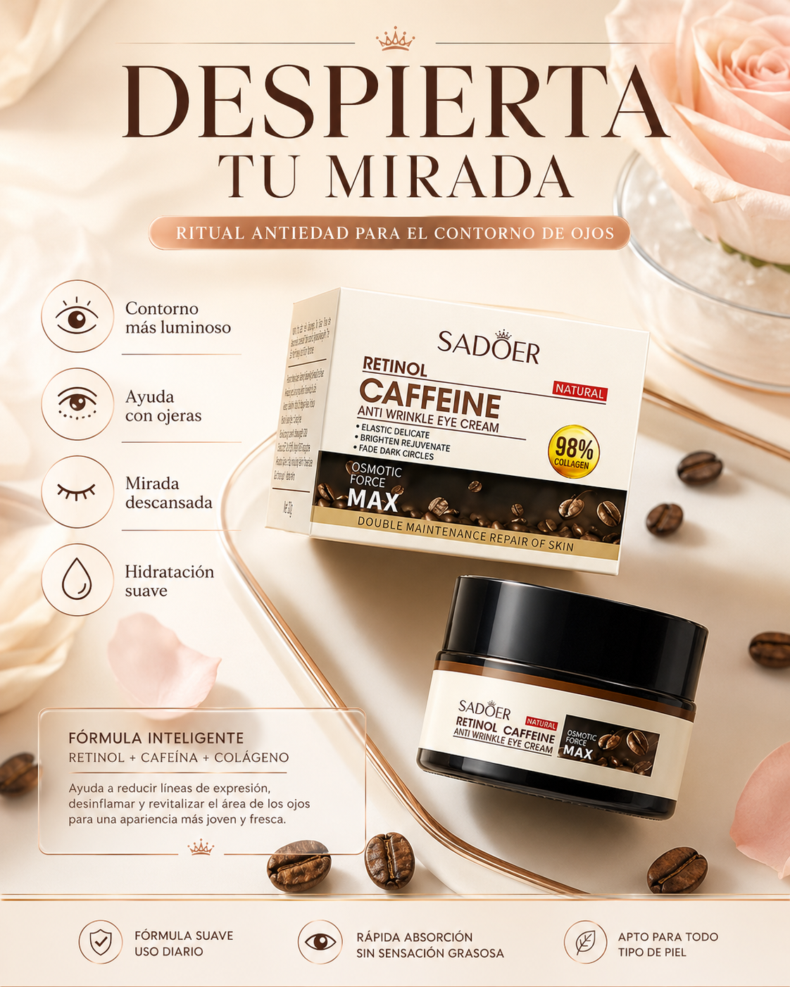 Contorno de Ojos Retinol + Cafeína | Bellezia