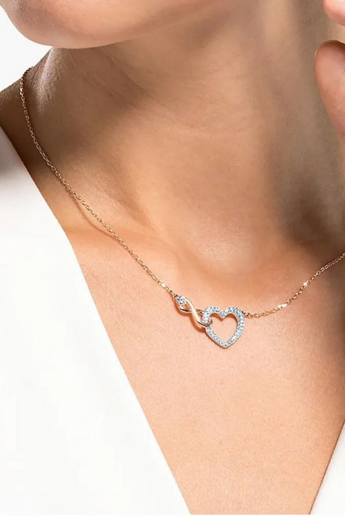 Collar Corazón Infinito Swarovski en Oro Rosa