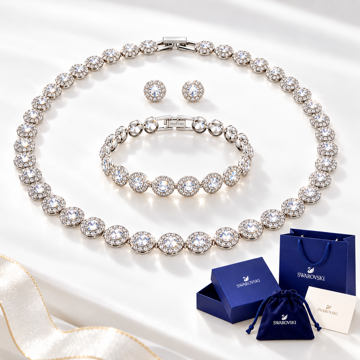 Set Swarovski Angelic - 3 Tonos Disponibles  — Collar, Pulsera y Aretes