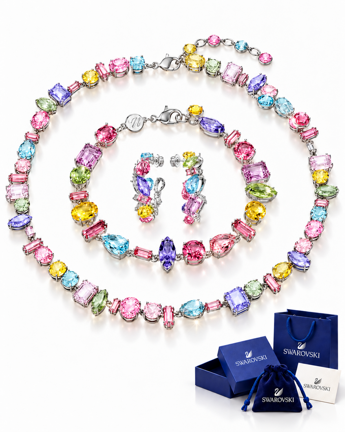 Set Multicolor Gemas de Piedras  Cristales – Collar, Pulsera y Aretes | Swarovski