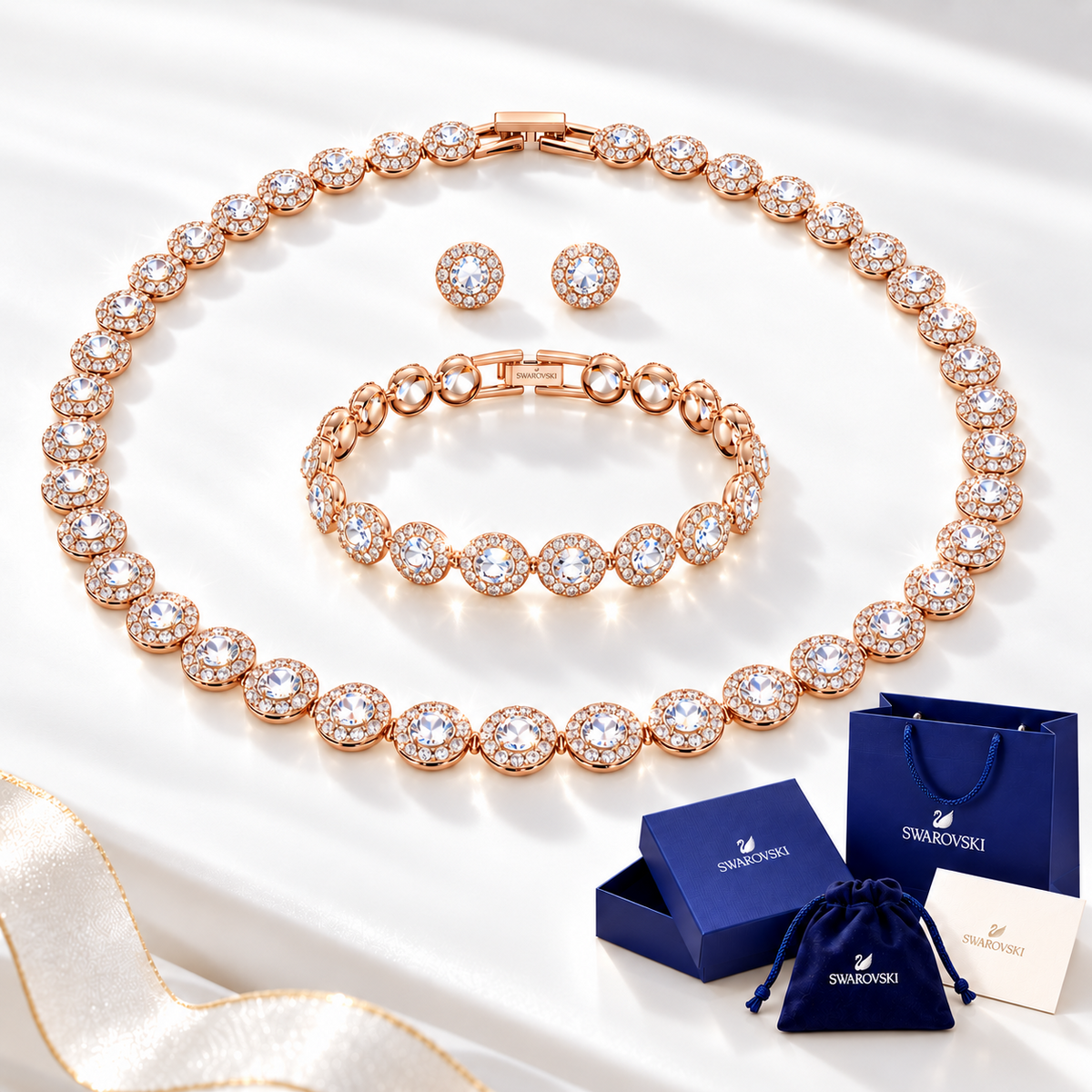 Set Swarovski Angelic - 3 Tonos Disponibles  — Collar, Pulsera y Aretes