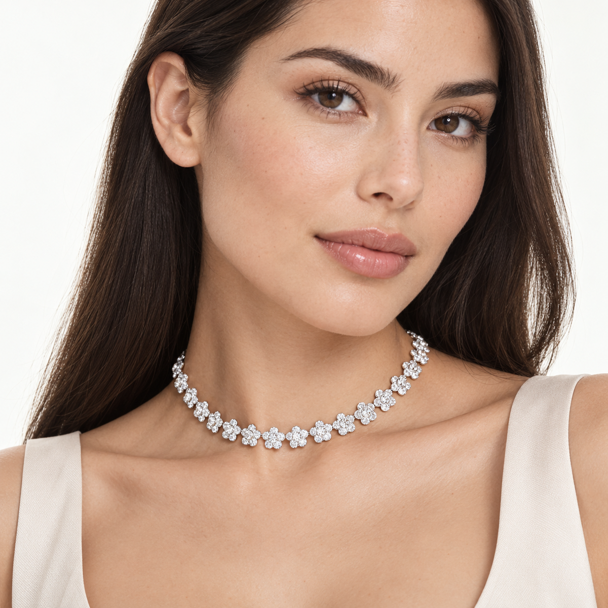 Set Floral Ariana Grande Swarovski – Collar + Pulsera + Aretes