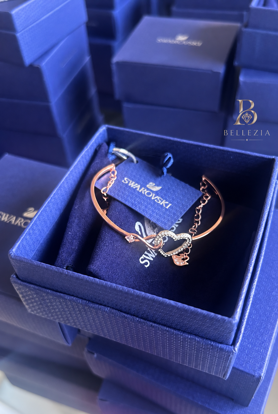 Pulsera Corazón Infinito en Oro Rosa con Cristales