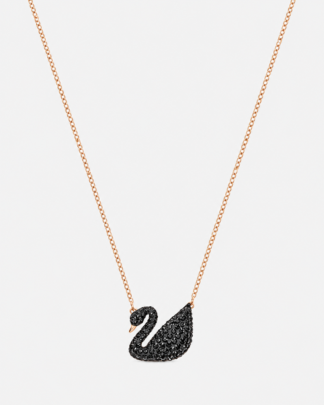 Collar Cisne Negro Swarovski en Oro Rosa