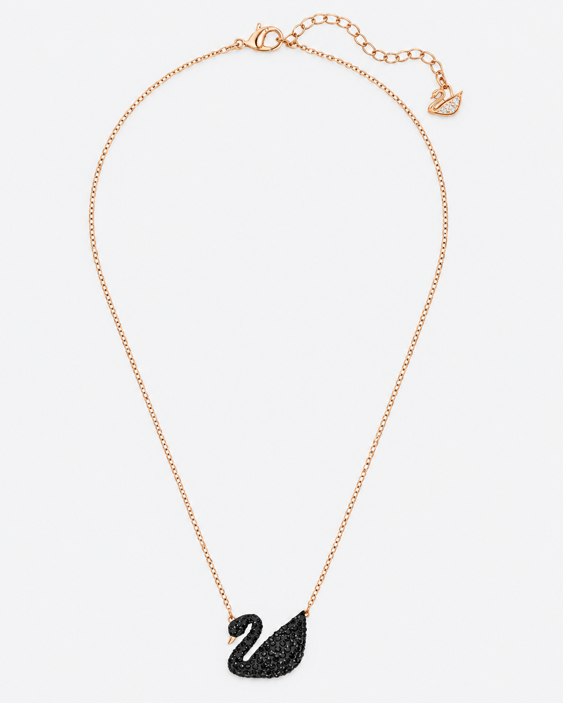 Collar Cisne Negro Swarovski en Oro Rosa
