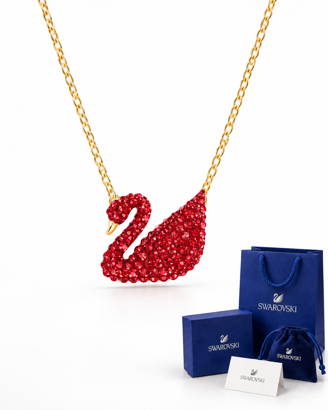 Collar Cisne Rojo con Cristales | Swarovski