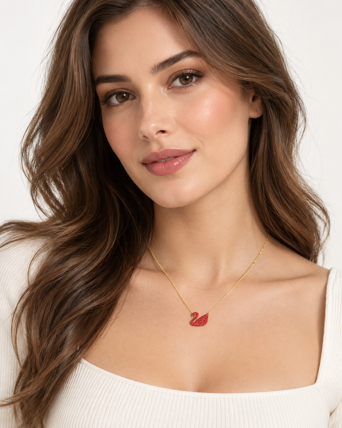 Collar Cisne Rojo con Cristales | Swarovski