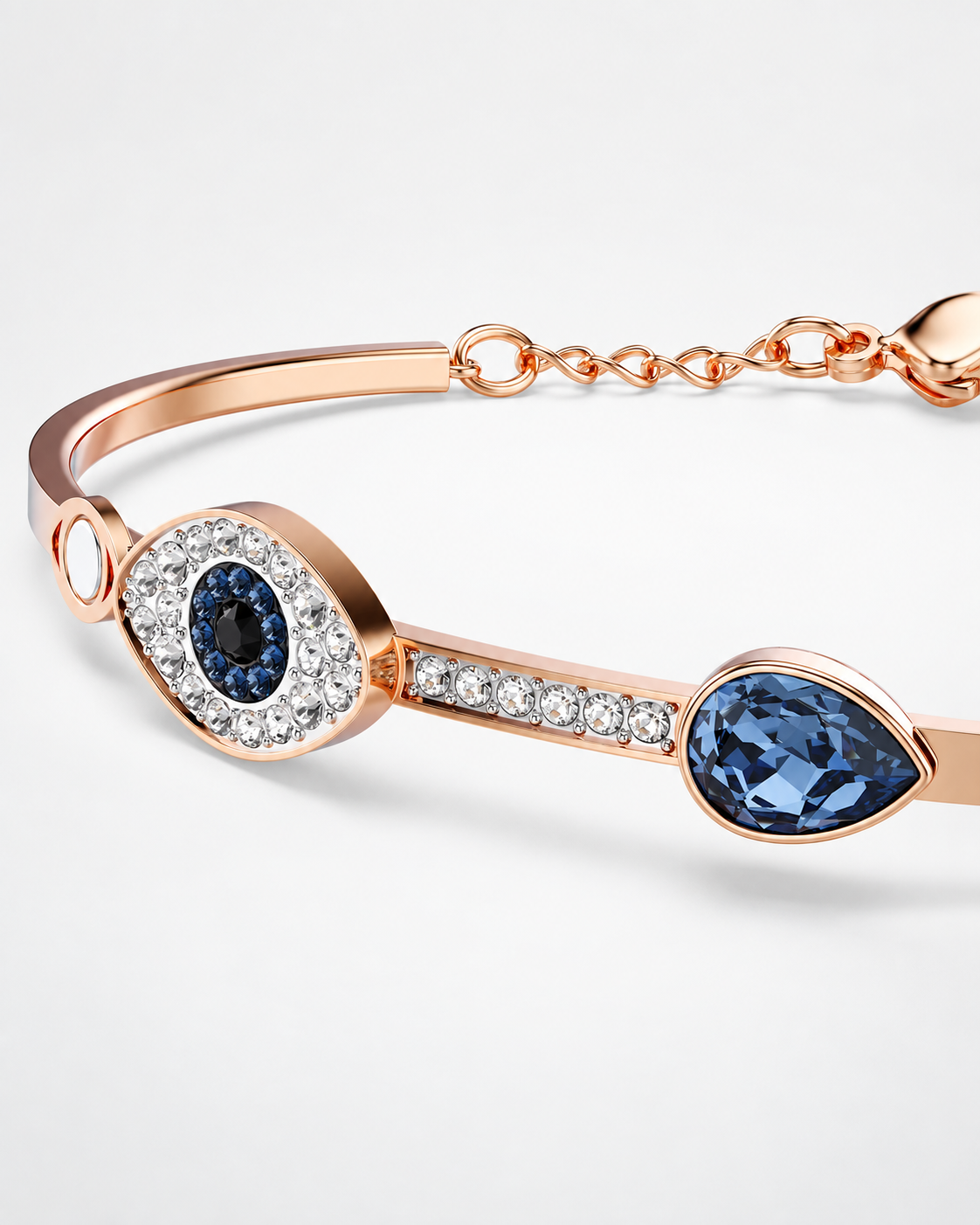 Pulsera Evil Eye Azul Oro Rosa con Cristales | Swarovski