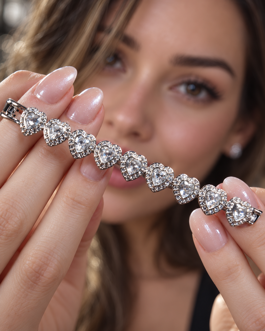 Pulsera Swarovski Tennis Corazones Ariana Grande | 3 Tonos