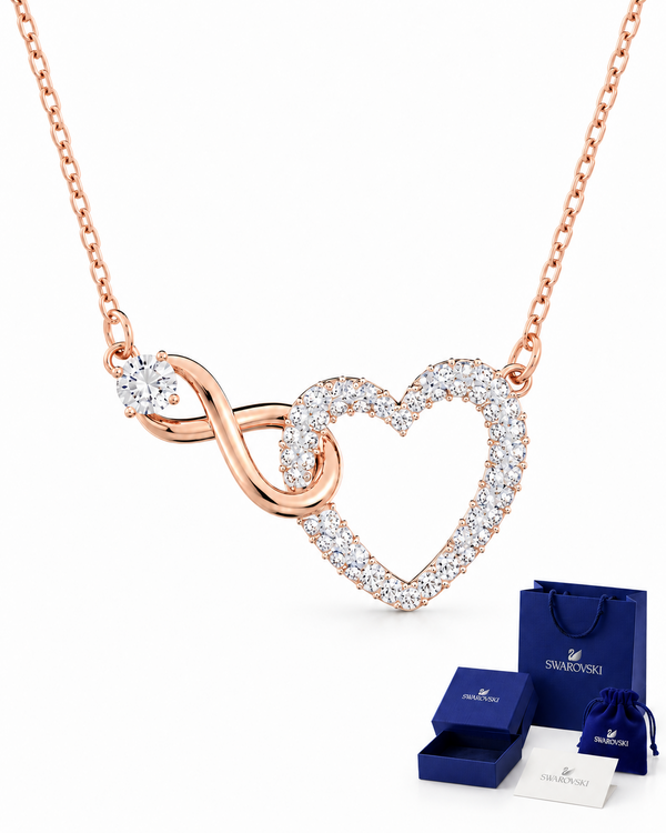 Collar Corazón Infinito Swarovski en Oro Rosa