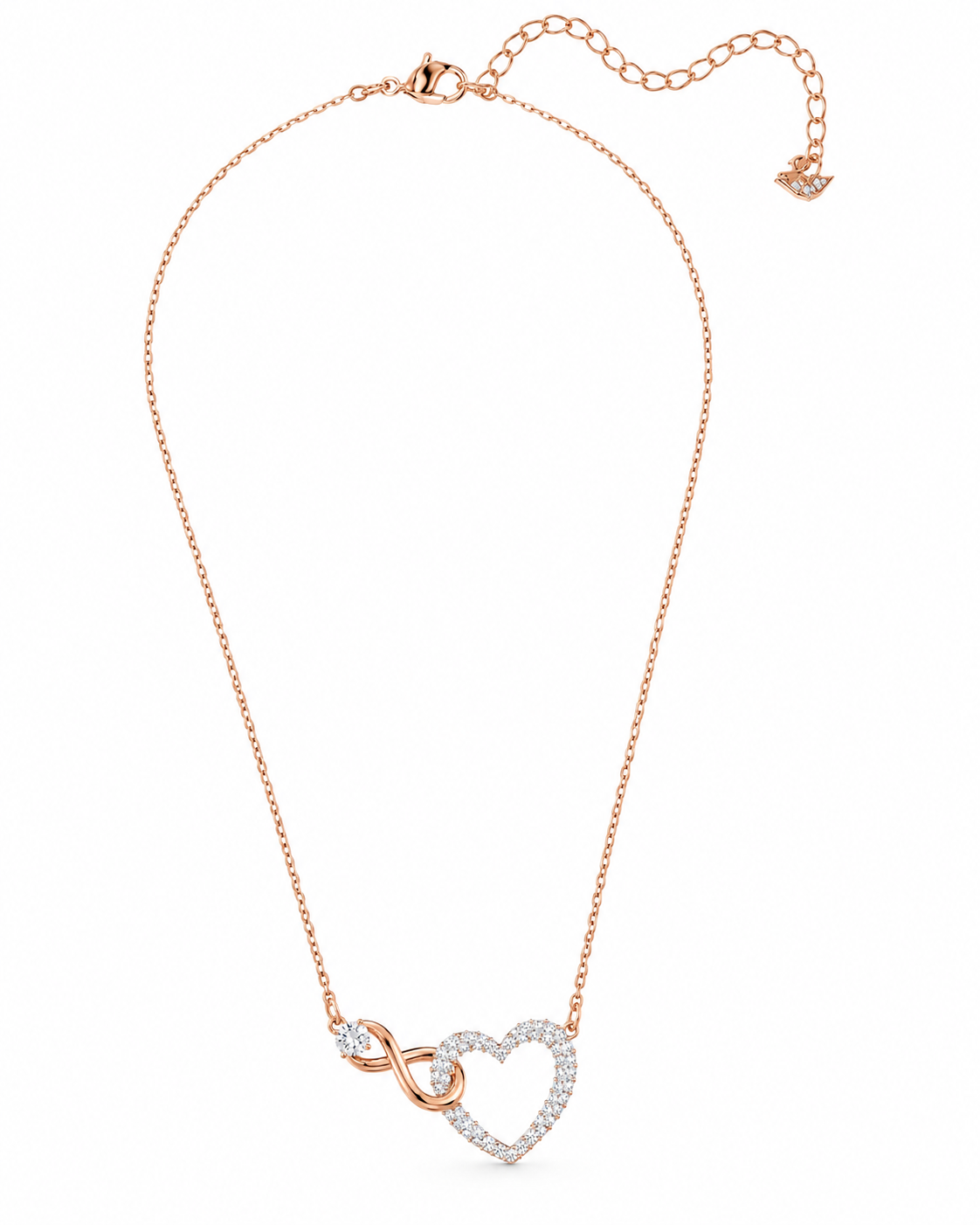 Collar Corazón Infinito Swarovski en Oro Rosa