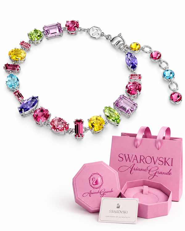 Pulsera Swarovski Gemas Multicolor | Cristales de Colores + Presentación Rosa Ariana Grande